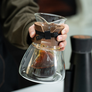 ชุดกาแฟดริปแบบแก้วโบโรซิลิเกตสองชั้น ทนความร้อน พร้อมปลอกไม้ - Product Image 5