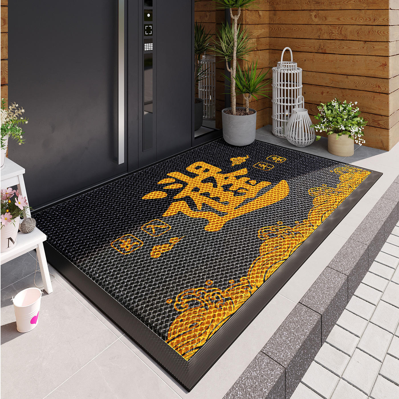 Paillasson Elastic King - Gris minimaliste avec entrée et sortie quotidiennes