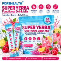 Poudre d'électrolytes sans sucre de marque privée, Latte Yerba Mate avec probiotiques, magnésium, caféine naturelle, poudre de thé instantané
