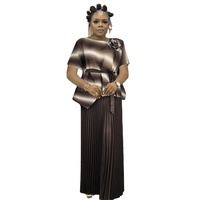 Vêtements élégants et modestes pour femmes musulmanes, haut à imprimé abstrait noir et blanc, jupe longue plissée, ensemble 2 pièces, tenue de soirée islamique africaine