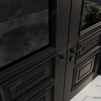 Porte d'entrée en fer forgé de haute qualité, populaire, avec des motifs ronds français sur le devant, des grilles de fenêtre et de porte en fer forgé