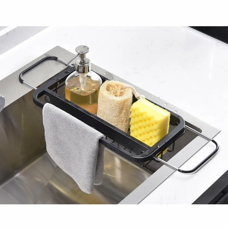 kitchen over sink storage basket sink caddy soap and sponge holder