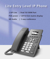 Teléfono de Escritorio VOIP Profesional de 2 Líneas SIP, Audio HD, Soporte EHS POE, Listo para Conferencias, Pantalla de 128x64 para Oficina Comercial