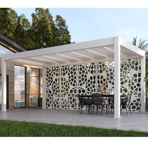 Pergola Motorizzata in Alluminio Bianco con Design Perforato, Telecomando e Dimensioni Personalizzabili - Product Image 1