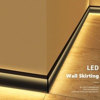 Profilé LED moderne H40/60/80mm en aluminium pour plinthe, bande lumineuse pour plinthe de sol, lampe linéaire d'angle murale en métal pour hôtels