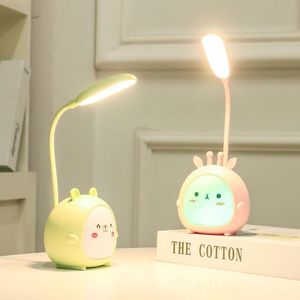Lámpara de Escritorio LED con Diseño de Ciervo de Dibujos Animados, Control Táctil, Alimentada por Batería DC, Cuerpo de Plástico Rosa, para Habitación Infantil, Estudio, Luz Nocturna - Product Image 1