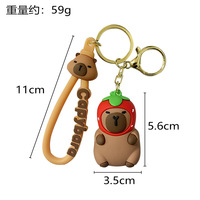 Gros dessin animé 3d PVC capybara porte-clés jouets capybara caoutchouc porte-clés sac charme pendentif voiture porte-clés capybara poupée porte-clés