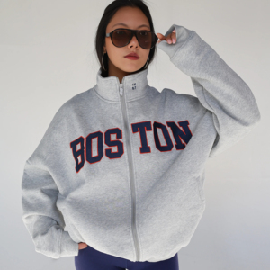 Felpa Traspirante Stile Varsity con Collo Alto, Tessuto in Spugna, Lettere Ricamate sul Davanti <span class=keywords><strong>per</strong></span> <span class=keywords><strong>Donna</strong></span> - Product Image 1
