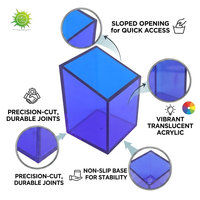 Porte-stylos en acrylique bleu translucide en gros, pot à crayons de bureau à ouverture inclinée pour rangement de fournitures de bureau OEM