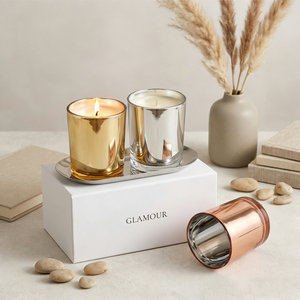 <span class=keywords><strong>Portacandele</strong></span> in <span class=keywords><strong>Vetro</strong></span> Opaco Nero e Bianco da 7oz, Vuoti, con Coperchio, Etichetta Personalizzata, Confezione Regalo per Matrimoni - Product Image 3