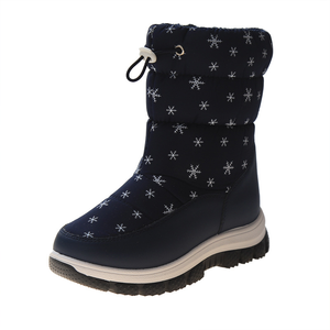 Nouvelles bottes de neige pour enfants, motif flocon de neige, hauteur genou, mignonnes, en coton, chaussures décontractées à semelle souple et chaude - Product Image 6