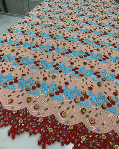 우아한 결혼식과 이브닝 가운을위한 반짝이는 크리스탈 자수가있는 절묘한 신부 레이스 원단 프리미엄 브로케이드 - Product Image 3