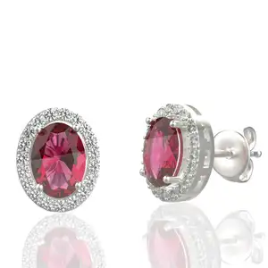 Avarta Jewellery 925 Sterling Silver Allure Unisex Stud Earring With Faux Ruby & Cubic Zirconia Adorn Your Self With 925 Silver