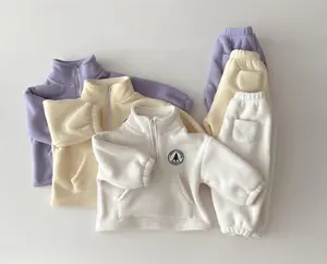 नई फैशन खेल बच्चे tracksuits सादे स्टैंड कॉलर जिपर बच्चों sweatsuit बच्चे को कपड़े आउटफिट