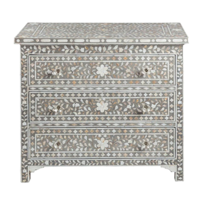 Table en nacre faite à la main de conception traditionnelle avec tabourets de rangement et poufs en incrustation complexe pour chambre à coucher hôtel appartement - Product Image 1