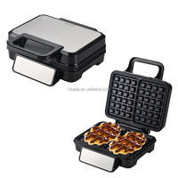 Aifa 3 en 1 Machine à beignets automatique en acier inoxydable noir détachable électrique Mini machine à gaufres et à sandwich