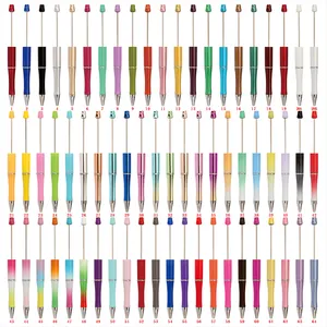 2024 new update custom logo beaded pens plastic DIY bearable pens 100 colors bead ballpoint pens for choice