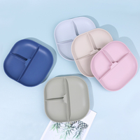 Assiettes pour bébé divisées en silicone écologique 100% plaques d'aspiration puissantes de qualité alimentaire pour bébé et tout-petit