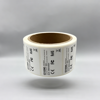 Autocollants d'étiquettes adhésives en vinyle blanc imperméables, personnalisables avec logo, conformes aux normes CE FCC RoHS, autocollants d'avertissement pour batterie personnalisables