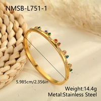 Gelang Manset Baja Anti Karat Fashion Warna Zirkon Bentuk Geometris Gelang Manset Zirkon untuk Wanita