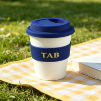 Gobelet à café réutilisable en plastique de 12 oz/350 ml avec couvercle et manchon en silicone, tasse de voyage sans BPA avec logo personnalisé pour boissons chaudes et froides