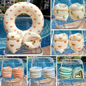 Verano playa deporte acuático inflable PVC brazo bandas flotantes mangas piscina brazo flotadores y anillo de natación a juego para niños
