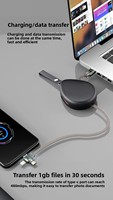 Kabel Data 2-in-3 Retractable Satu Port /Konektor Micro USB/USB-C Pengisian Cepat PD Terbuat dari Termoplastik Elastomer