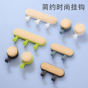 Adhesive Wood Hooks 1-3 Hooks Modern Design For Home Bathroom <b>Door</b> No Drilling High Load Capacity - Product Image 5