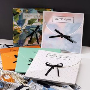 Tùy chỉnh tái chế gấp giấy phong bì Bao bì với Ribbon tùy chỉnh đặt hàng quà tặng phong bì đóng gói Khăn lụa bao bì hộp - Product Image 2