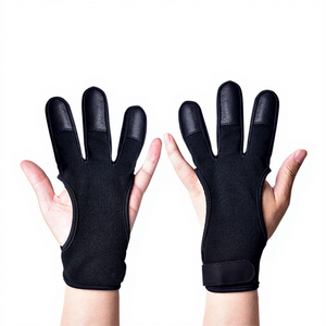 Gant de tir à l'arc professionnel noir à 3 doigts, antidérapant, protection pour la corde du arc recurve - Product Image 1