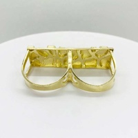 Bague carrée double Rainbowking pour homme, plaquée or 14 carats, en laiton, style nugget, bijou quotidien pour lui