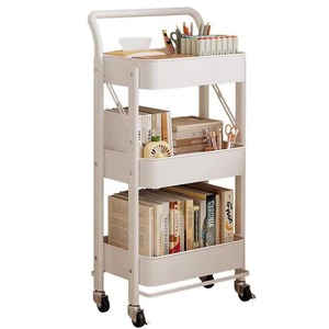 Étagère <span class=keywords><strong>à</strong></span> collation mobile en métal <span class=keywords><strong>à</strong></span> trois niveaux avec <span class=keywords><strong>roulettes</strong></span> pivotantes, chariot de rangement de cuisine sur pied - Product Image 1