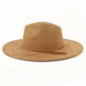 Wholesale Custom Wide 10cm Brim Fedora <b>Hats</b> Unisex Jazz Peach Heart <b>Top</b> Tassel Business Outdoor Casual - Product Image 3