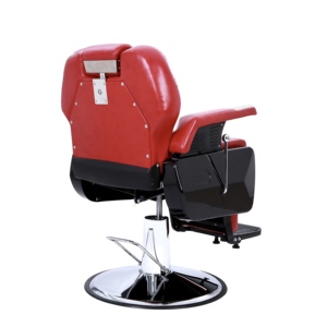 Chaise de barbier en métal et cuir, équipement de salon de coiffure antique, vente chaude, rouge vif - Product Image 3