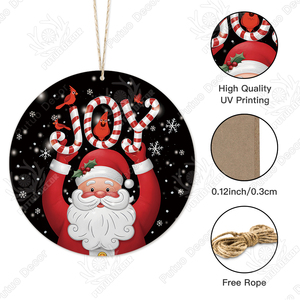 Personalizada rústica redonda de madera Feliz Navidad festiva rebanada adornos para Navidad - Product Image 3