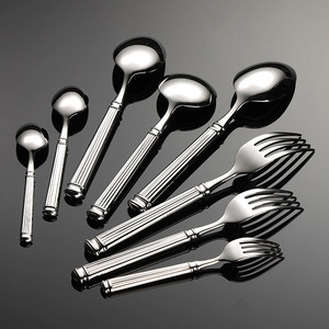 304 Forged Roman Style Column Stainless Steel Hotel Cutlery - Steak Knife, Fork, <b>Spoon</b>, <b>Coffee</b> <b>Spoon</b>, Cake Sparetulet, Serving - Product Image 3