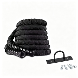 Corde <span class=keywords><strong>de</strong></span> combat robuste en polydacron pour entraînement <span class=keywords><strong>de</strong></span> force, cardio, équipement <span class=keywords><strong>de</strong></span> fitness avec kit d'ancrage et manchons <span class=keywords><strong>de</strong></span> protection - Product Image 2