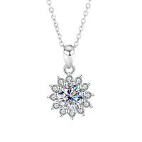 Nouveau Collier Moissanite en Argent Pur, Motif Tournesol, Luxe Léger et Polyvalent, Chaîne Ras du Cou