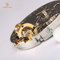 Movimiento de Reloj Automático Mecánico con Tourbillon Abierto, Diseño de Escamas de Pez 2D, Rotación de un Solo Eje, Ondas de Ginebra Personalizadas