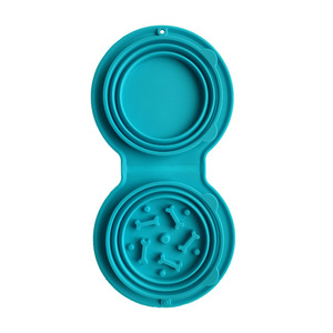 Pet Slow Feeding Bowl 2 In 1 Foldable Silicone Non Slip For Dogs And Cats Food Grade Material Rounded Shape - Product Image 3
