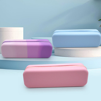 Étui à crayons en silicone couleur dégradée, grande capacité, étanche, avec fermeture éclair, pochette souple en silicone, logo personnalisé pour étudiants et enfants
