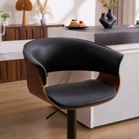 Chaise de bar pivotante moderne en bois massif et métal avec un design durable pour la cuisine, la salle à manger, l'usage commercial