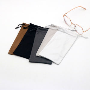 Großhandel Schwarz Weiß Grau Mikro faser Weiche Brille Brillen tasche Benutzer definierte Logo Kordel zug Sonnenbrille Tasche - Product Image 6