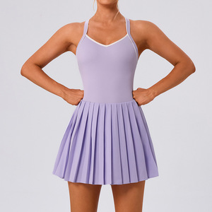 Robe d'entraînement de golf 2-en-1 pour femme avec soutien-gorge intégré et robes athlétiques courtes avec sangle réglable robe de tennis athlétique de golf - Product Image 6
