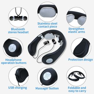 Écouteurs tour de cou Bluetooth 5.0 portables intra-auriculaires 2-en-1 avec masseur de nuque pliable - Product Image 4