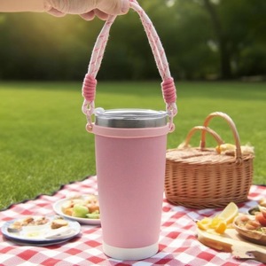 Water Bottle Accessories Strap Holder Crochet Cup Ring for <strong>Tupperware</strong> Water Bottle Carrying Sleeve Stanl Lanyard - Product Image 2