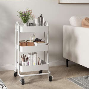 Carrito Rodante Utilitario de 3 Niveles con Ruedas, Carrito Organizador Multifuncional de Metal para <span class=keywords><strong>Cocina</strong></span>, Oficina, Sala de Estar - Product Image 3