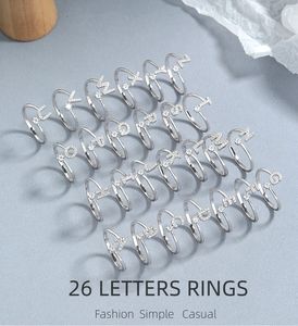 Модные ювелирные изделия, 925 стерлингового серебра, простые повседневные кольца с буквами для женщин, регулируемые кольца с открытым дизайном, оптовая продажа с фабрики - Product Image 2