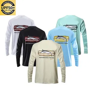 Ropa de pesca transpirable con logotipo personalizado Sudadera con capucha de pesca de rendimiento UV UPF 50 camisa de pesca de manga larga de ajuste seco