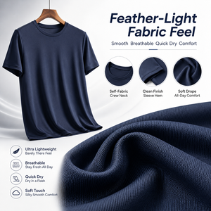 T-Shirt da Uomo per Prestazioni Ottimali, 100g Ultra Leggera, Vestibilità Slim, 100% Fibra Modificata, Maglietta per il Sonno - Product Image 2
